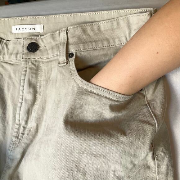 PacSun Men Stacked Skinny Jeans 36x30 Natural Tan Mid Rise Stretch - Picture 7 of 11